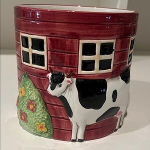 Pacific RIM Charming Red Barn Cow Planter